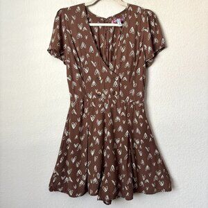 Urban Outfitters UO Juliette Printed Short Sleeve Heart Romper